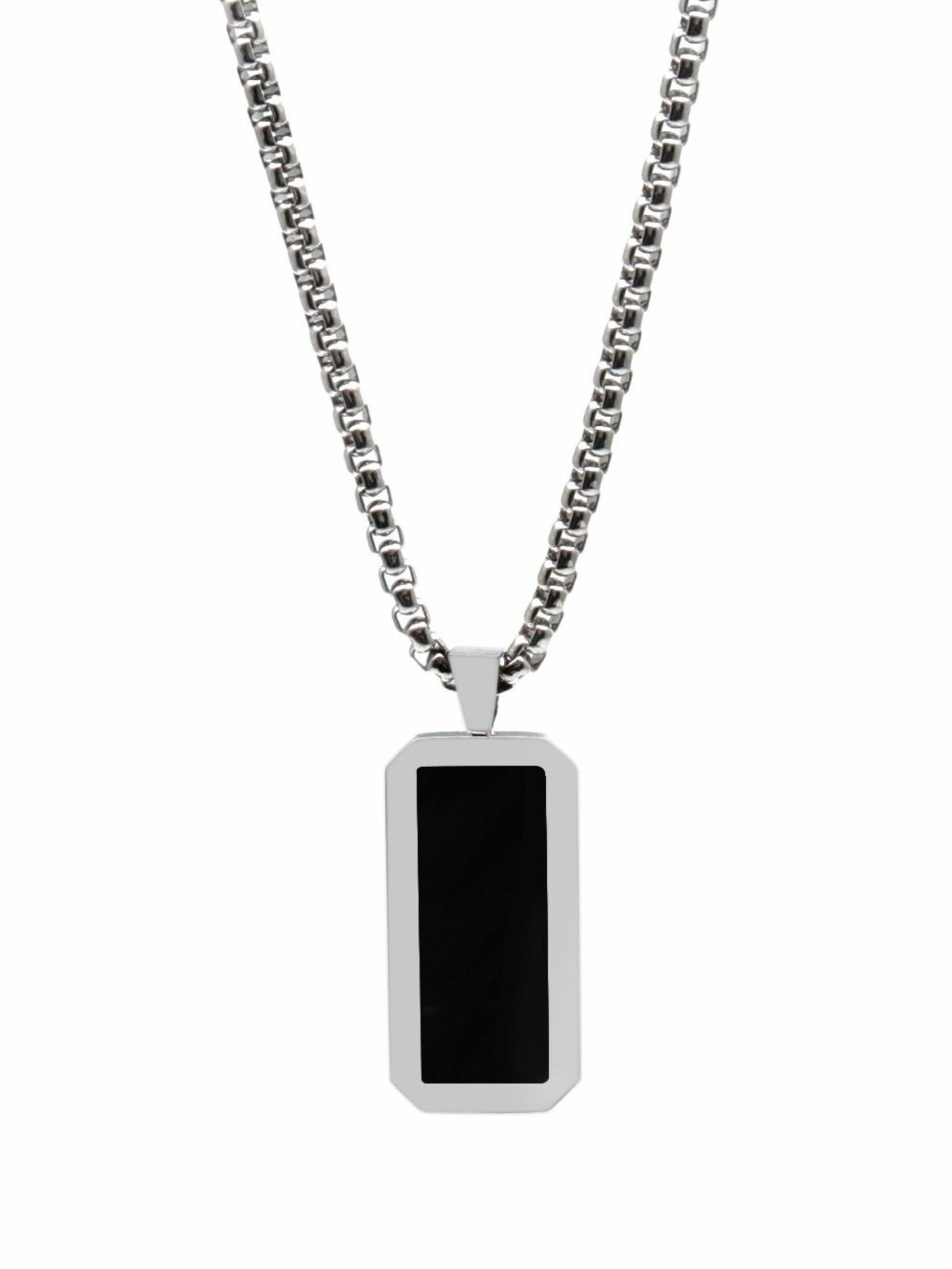 Chaîne 'Rectangle Pendant' GT Collection en noir : devant