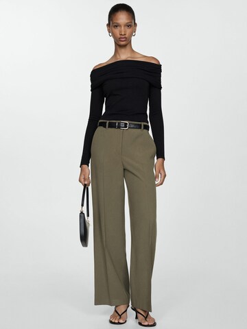 MANGO Bő szár Ráncos nadrág 'CARLOS' - zöld