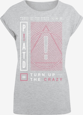 F4NT4STIC Shirt 'Panic At The Disco Turn Up The Crazy' in Grijs: voorkant