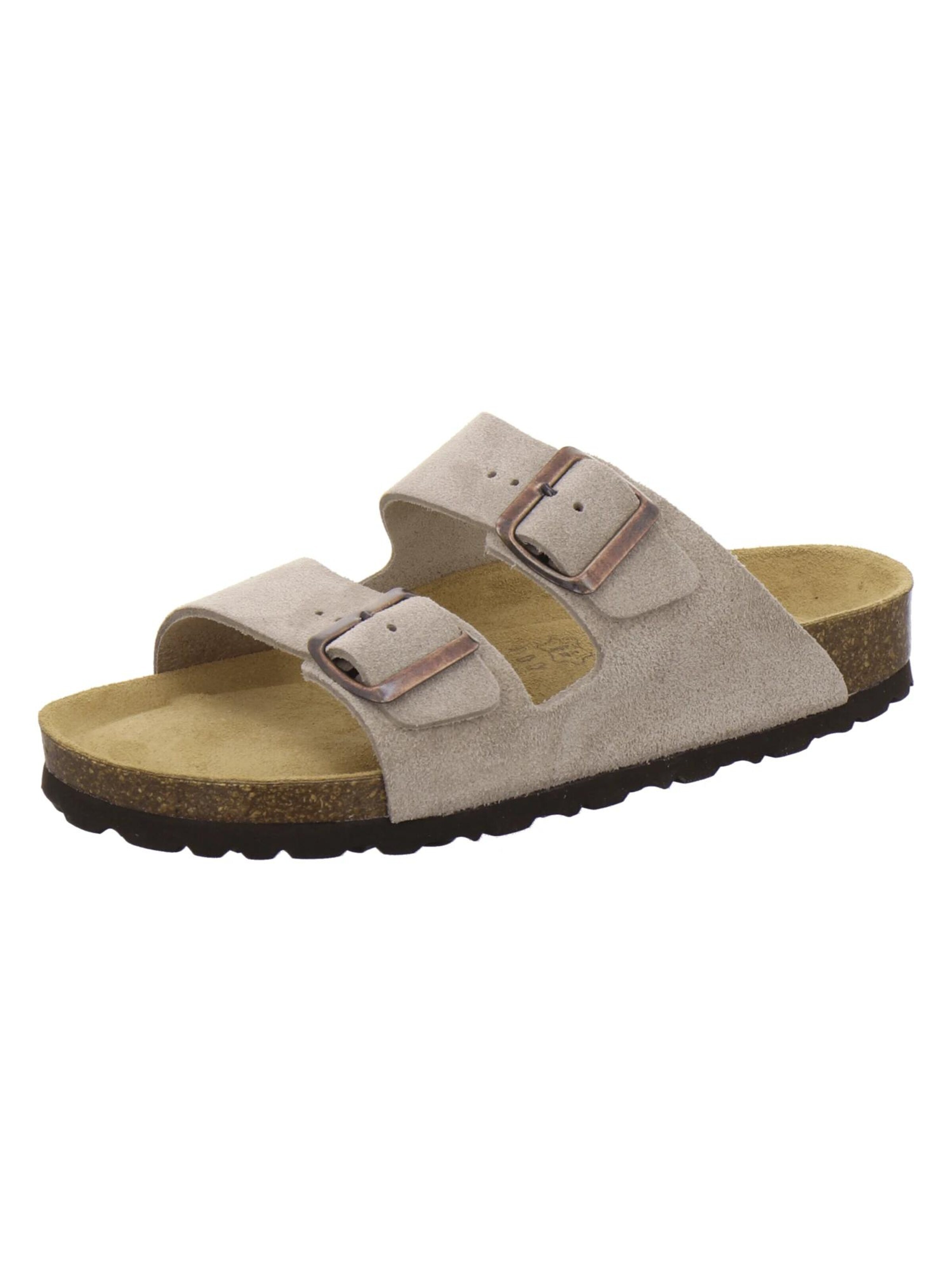 AFS-Schuhe Pantolette 'Pantoletten Damen Zweischnaller quarz Veloursleder'‌‌‌‌‌‌‌‌‌‌ in Beige: Vorderseite