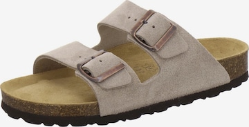 AFS-Schuhe Mules 'Pantoletten Damen Zweischnaller quarz Veloursleder' in Beige: front