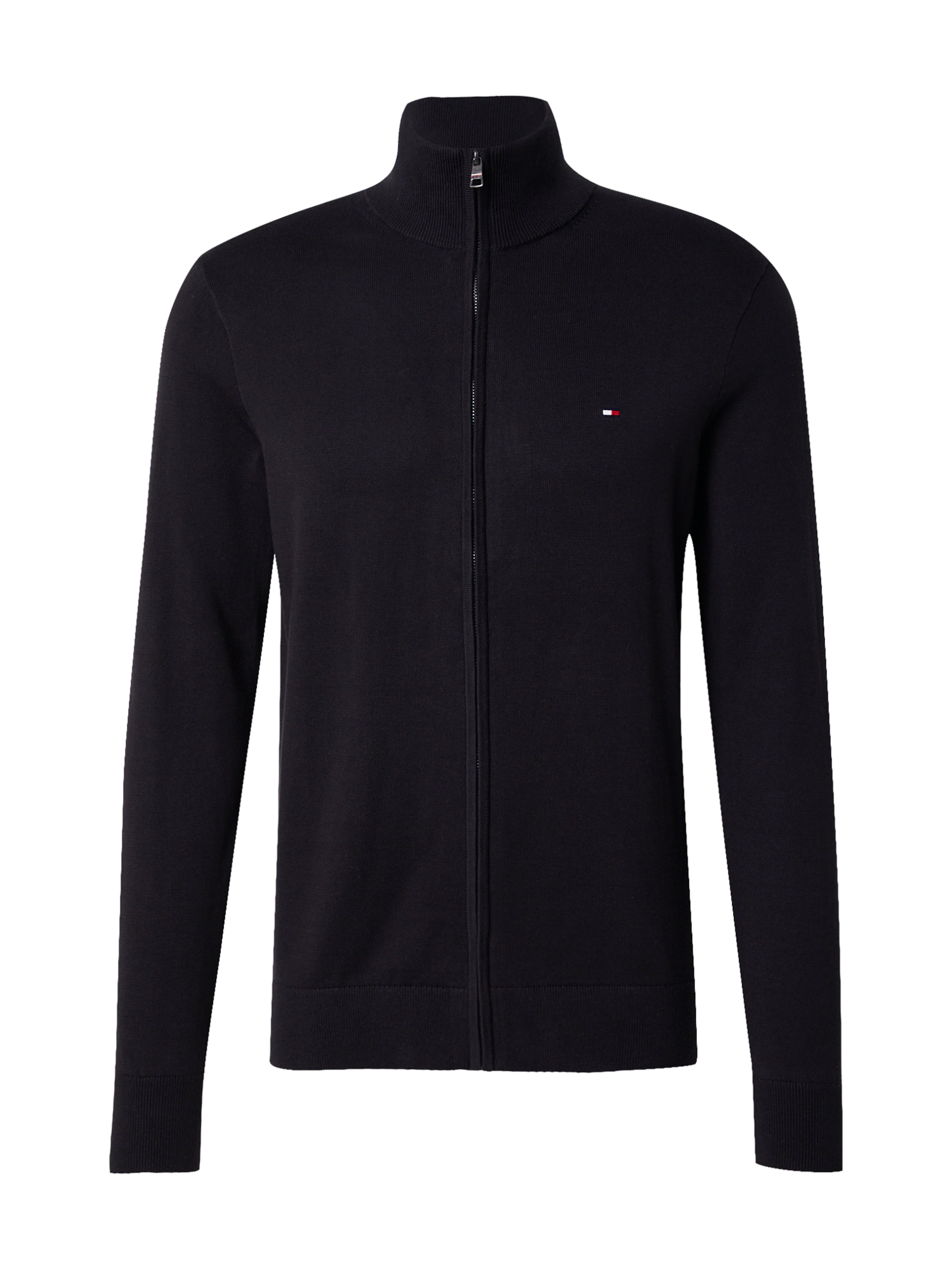 TOMMY HILFIGER Πλεκτή ζακέτα 'Essential' σε μαύρο: μπροστά
