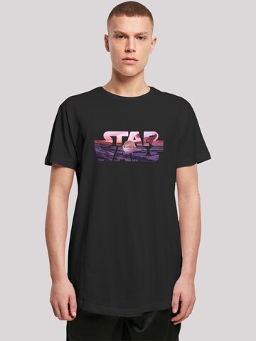 F4NT4STIC Shirt 'Star Wars The Mandalorian Child Ride The Sky' in Black: front
