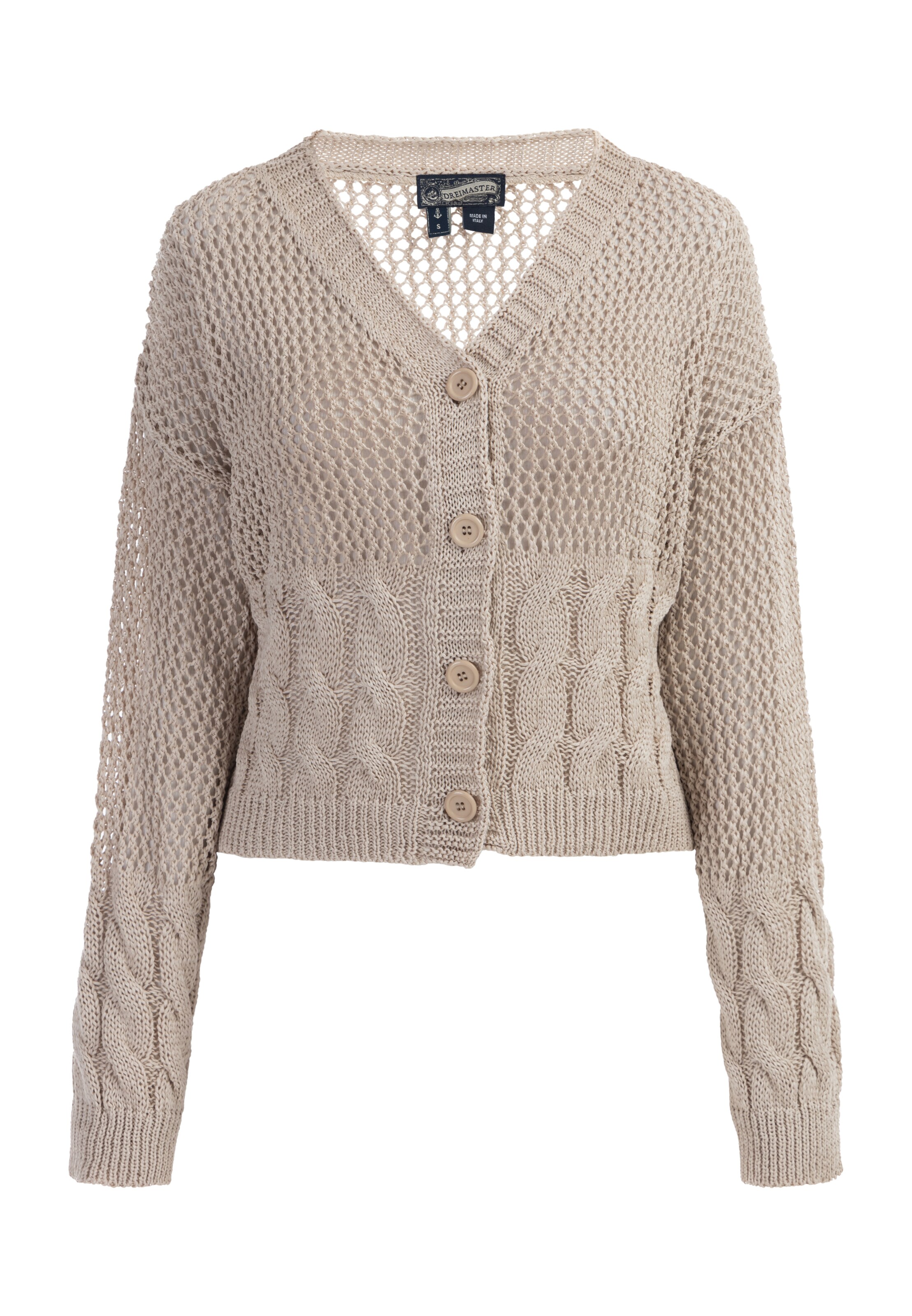 DreiMaster Vintage Πλεκτή ζακέτα σε μπεζ: μπροστά