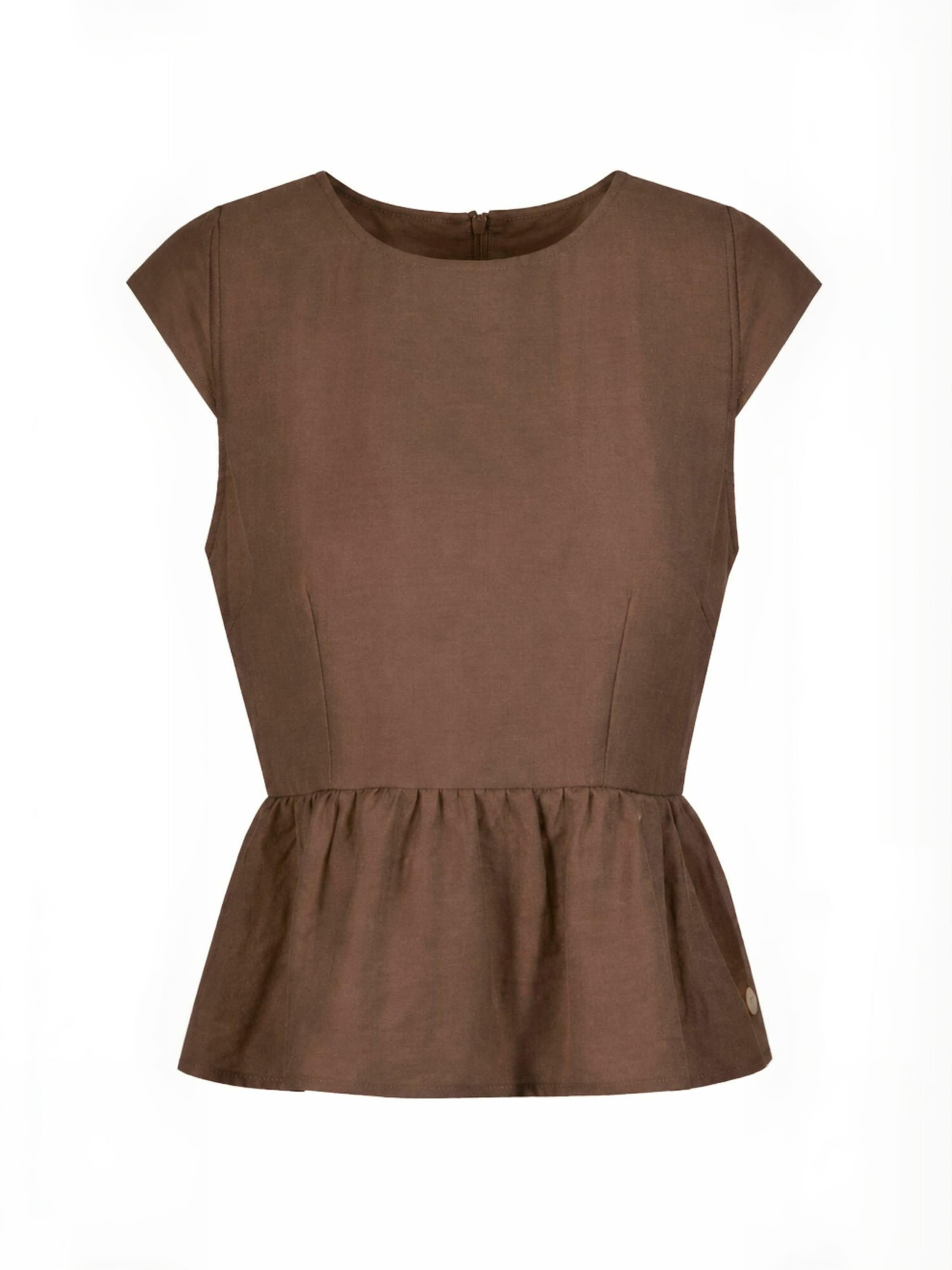 Coster Copenhagen - Top ' Ruffle ' en marrón: frente