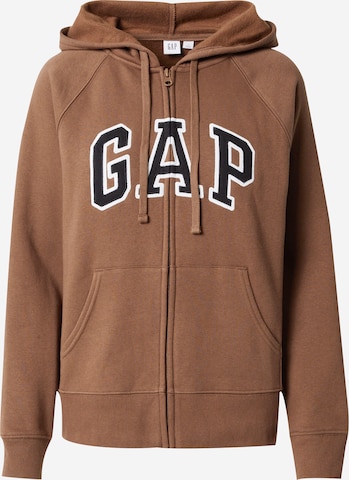 GAP - Sudadera con cremallera en marrón: frente