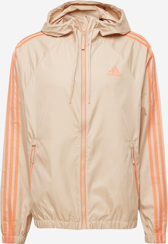 ADIDAS SPORTSWEAR Athletic Jacket 'Bsc 3-Stripes Wind' in Beige: front