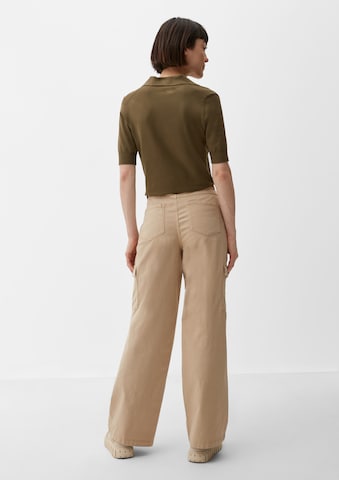 s.Oliver - Pierna ancha Pantalón cargo en beige