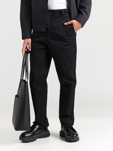 HUGO - regular Pantalón chino 'Genar' en negro: frente