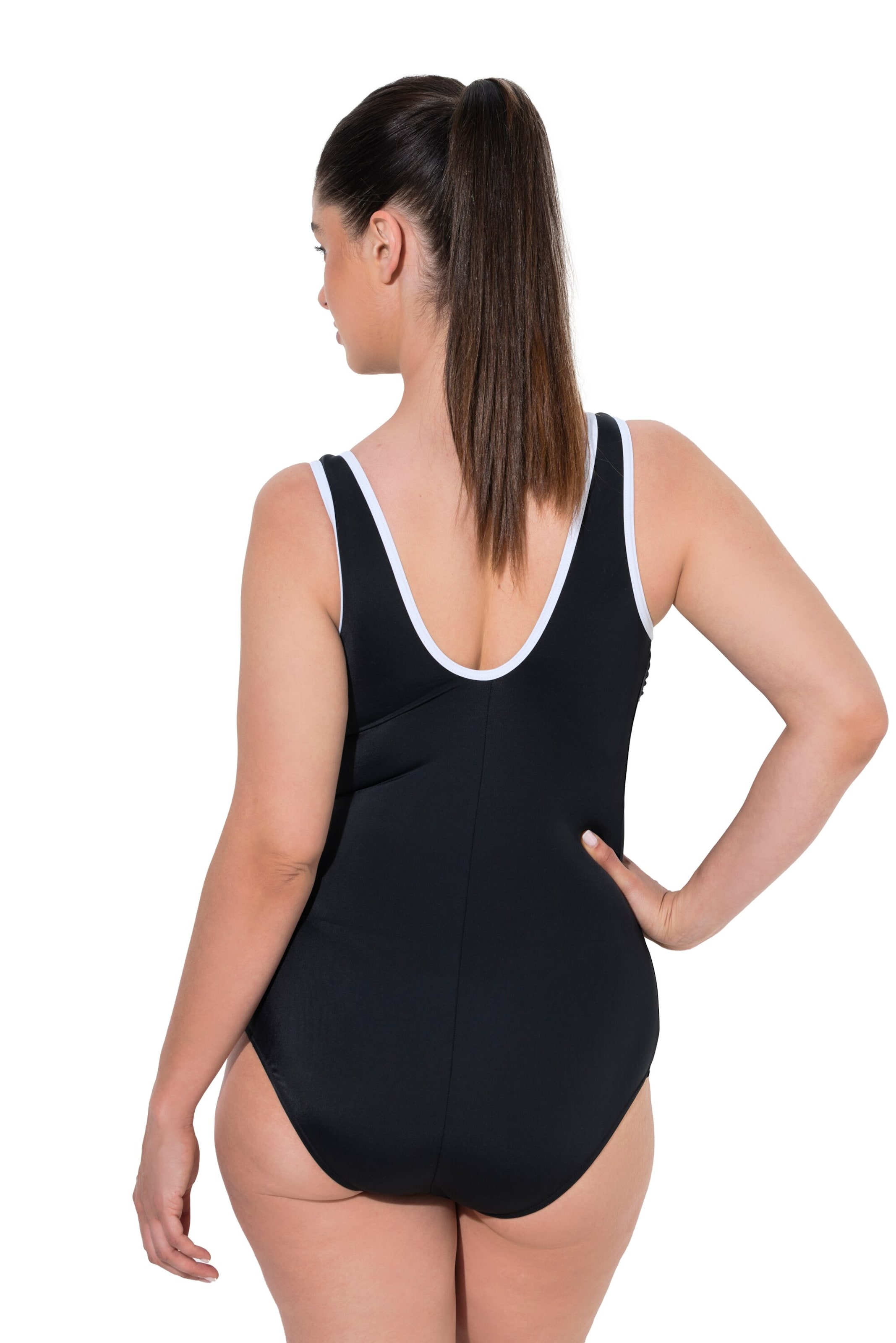 Ulla Popken Bustier Badeanzug in Schwarz