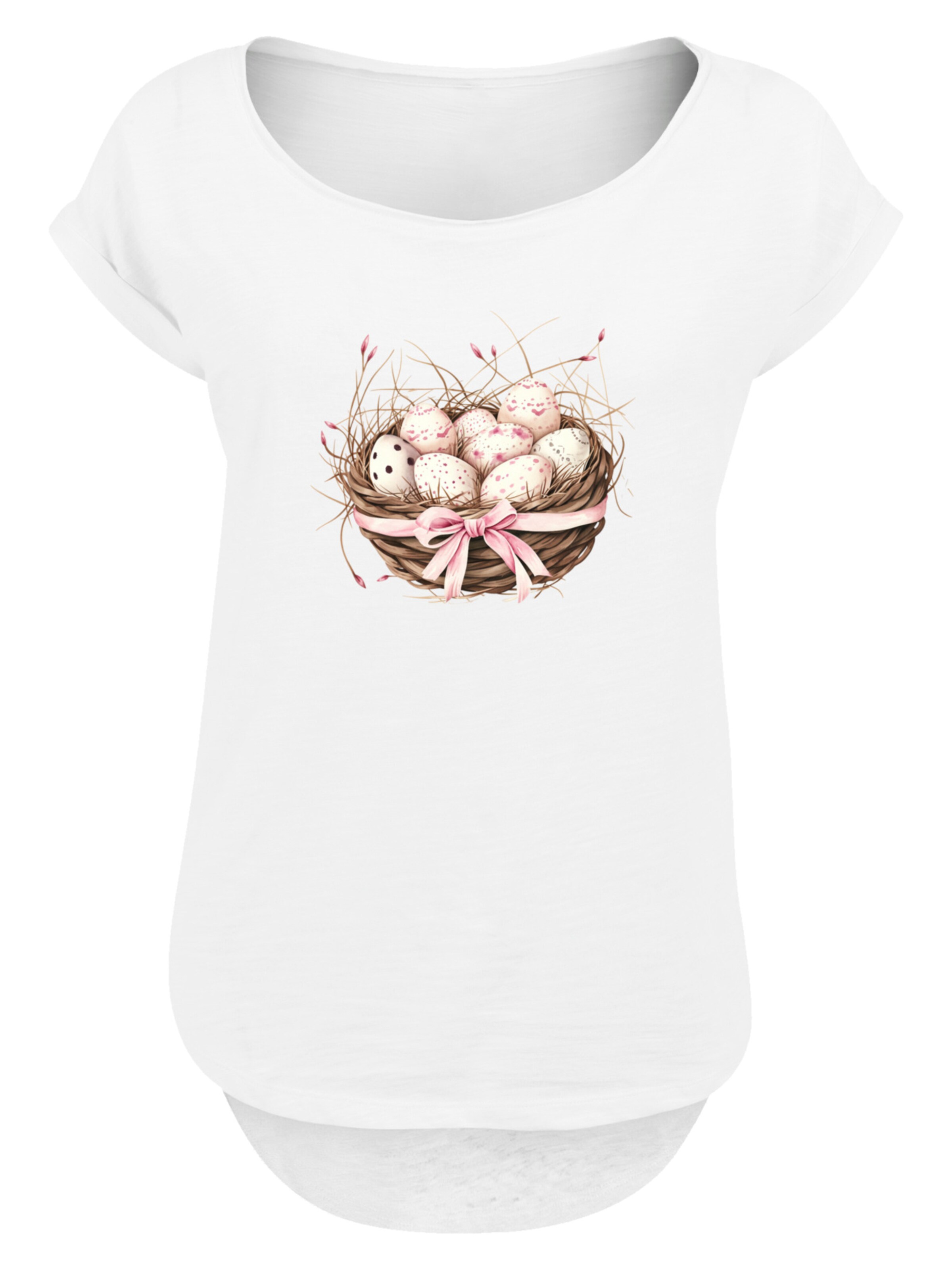 F4NT4STIC Shirt 'Osterei Nest Korb Dekor' in White: front