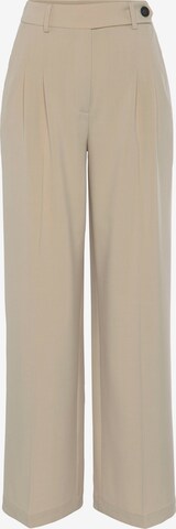 LASCANA Wide leg Pleated Pants in Beige: front