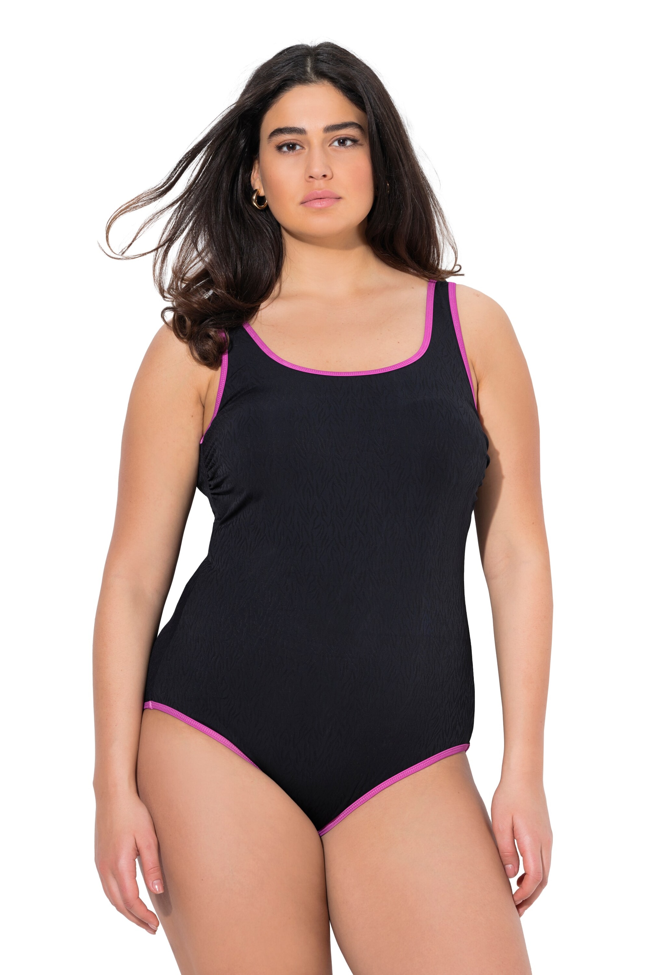 Ulla Popken Bustier Badeanzug in Schwarz: Vorderseite