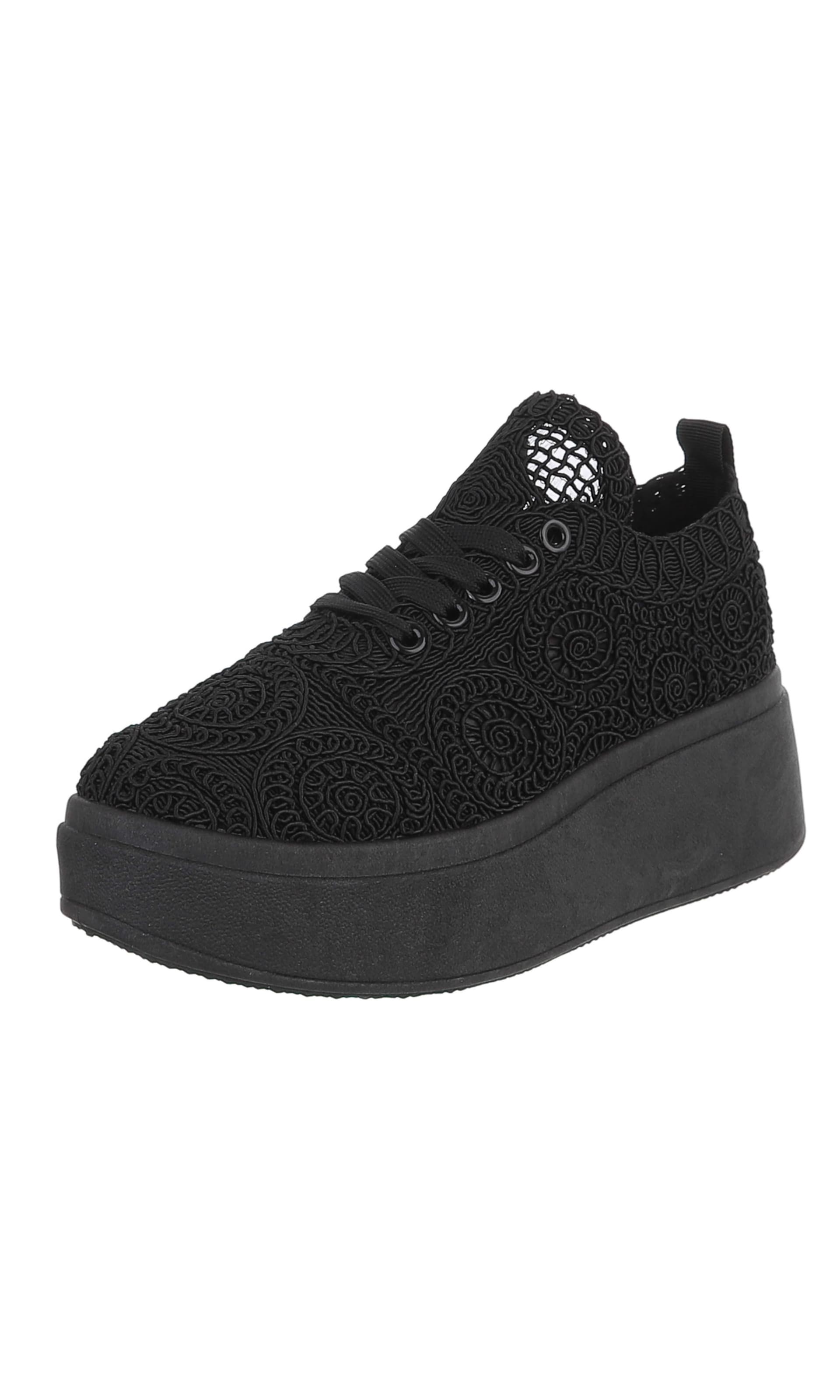 Ital-Design Schnürschuh in Schwarz: Vorderseite