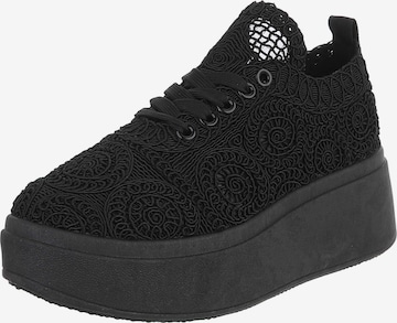 Ital-Design Schnürschuh in Schwarz: Vorderseite