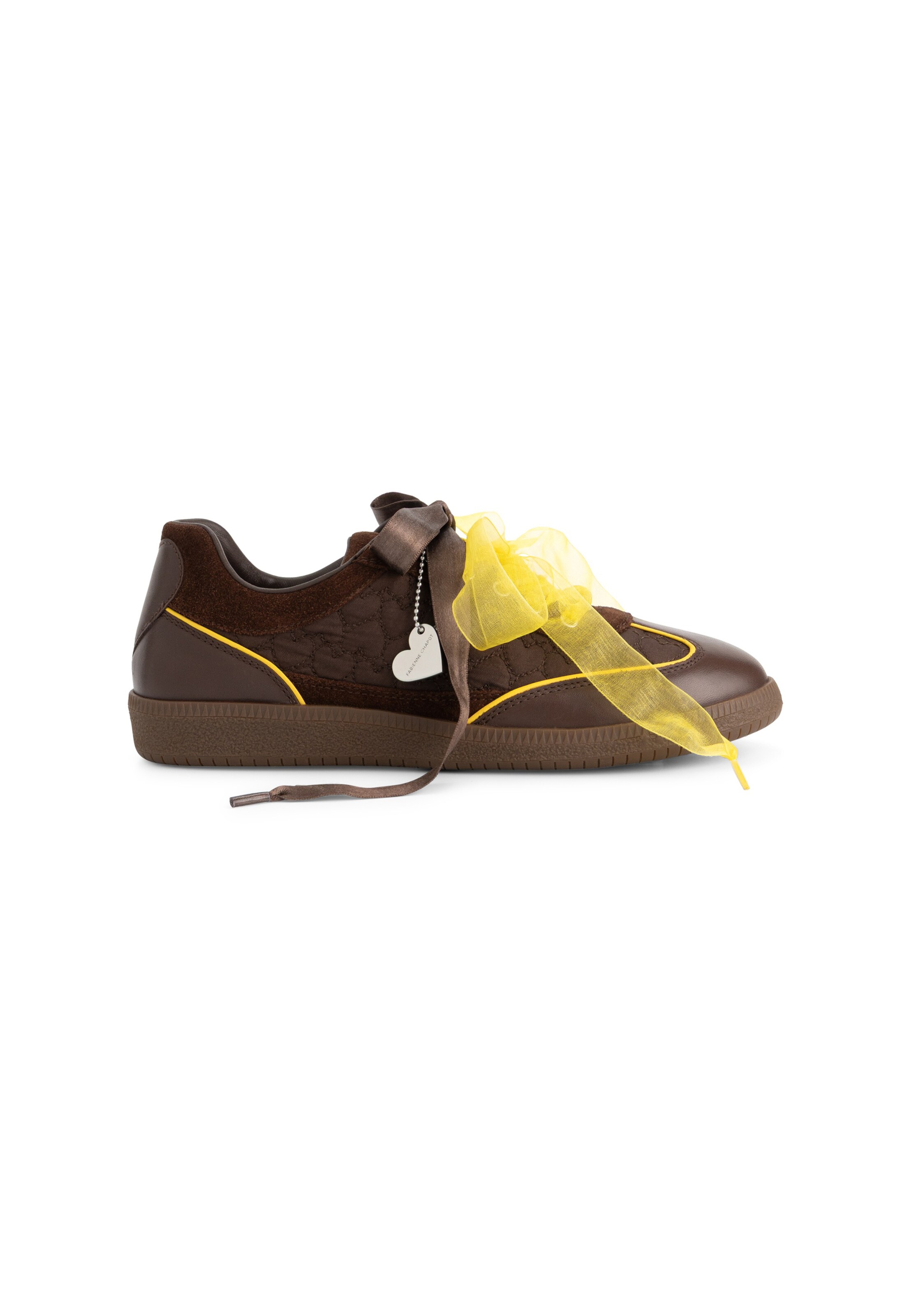 Fabienne Chapot Baskets basses en 37 en chocolat / jaune, Vue avec produit