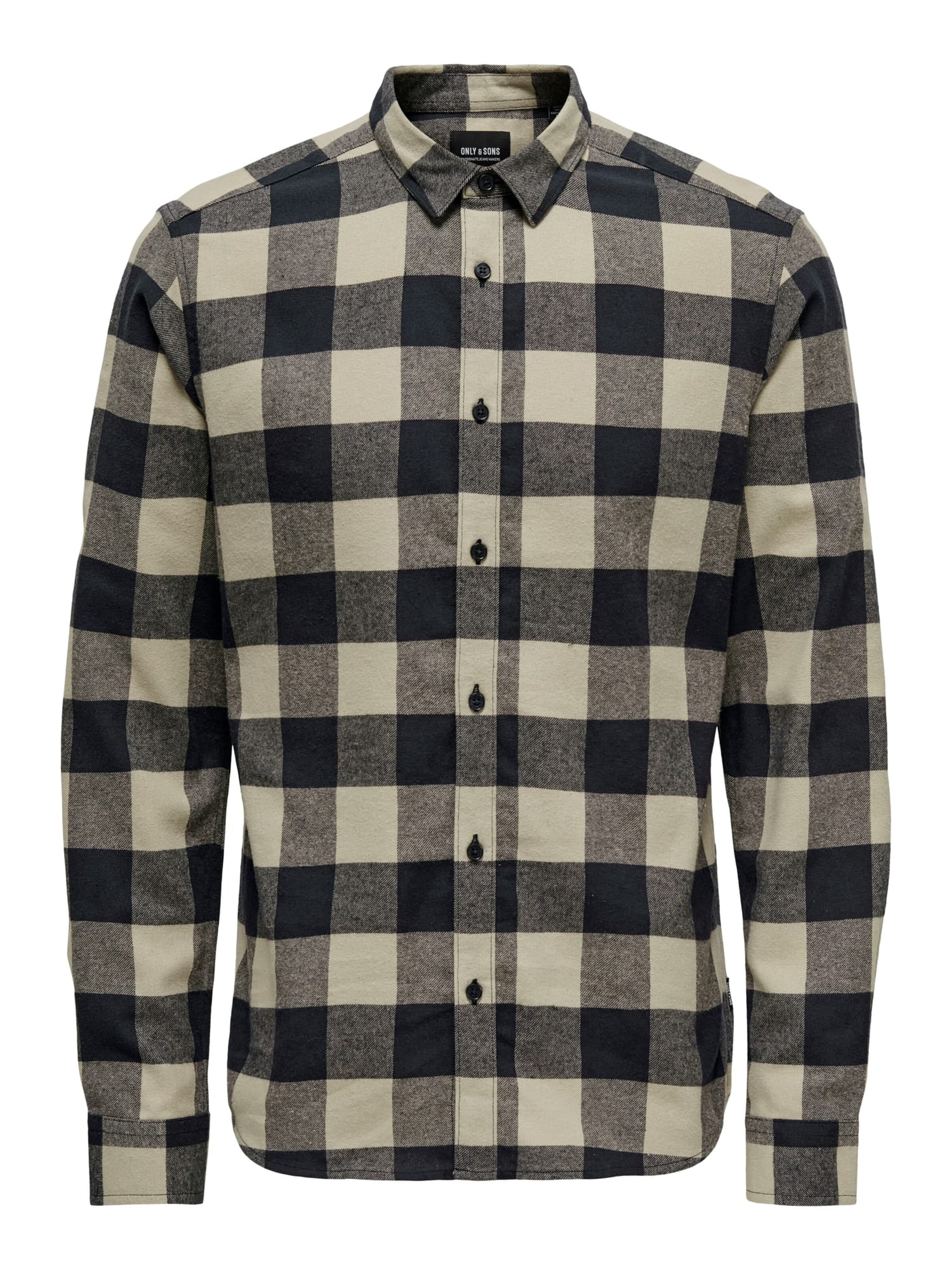 Only & Sons Comfort fit Button Up Shirt 'Gudmund' in Beige: front