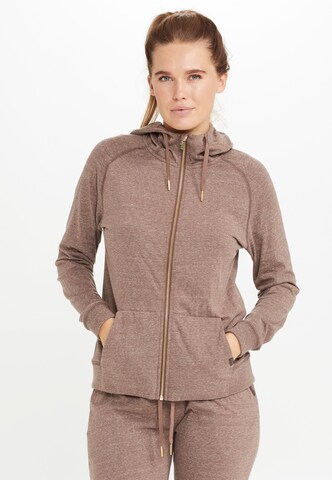 Athlecia Sports sweat jacket 'CHESTINE' in Brown: front