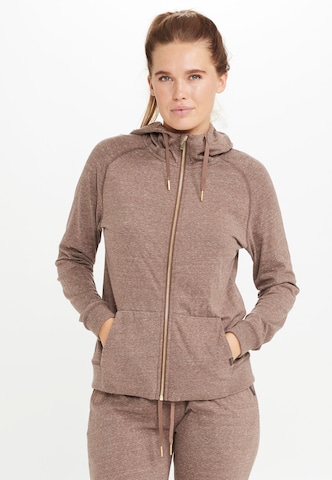 Athlecia Athletic Zip-Up Hoodie 'CHESTINE' in Brown: front