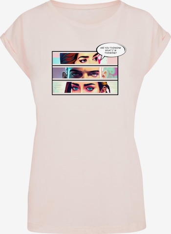 Merchcode Shirt 'Thinking Comic' in Pink: predná strana