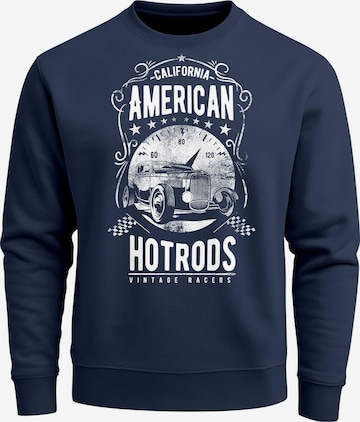 Neverless Sweatshirt 'American Hotrods' in Blue: front