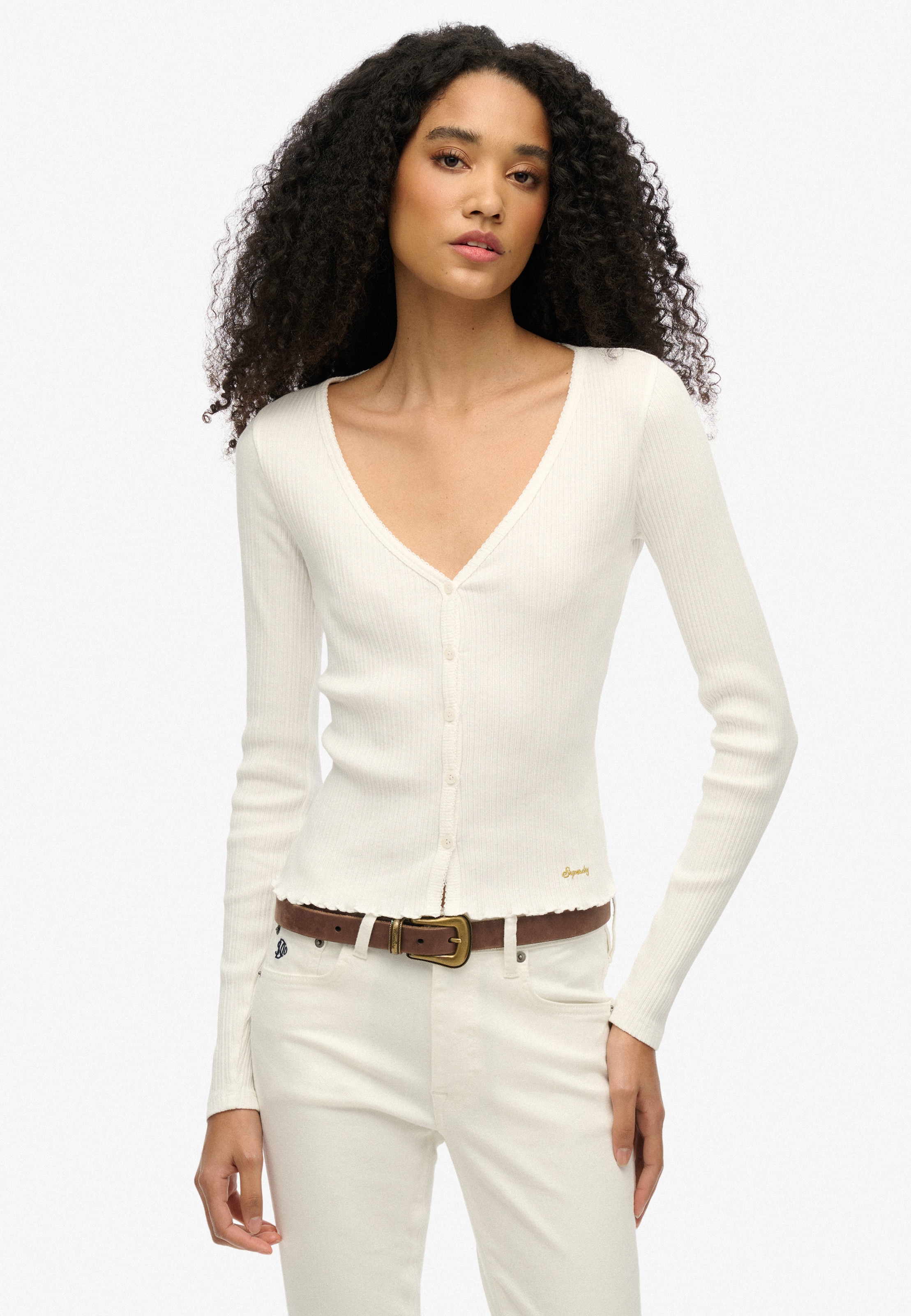 Cardigan 'Essential' Superdry & Co en blanc : devant
