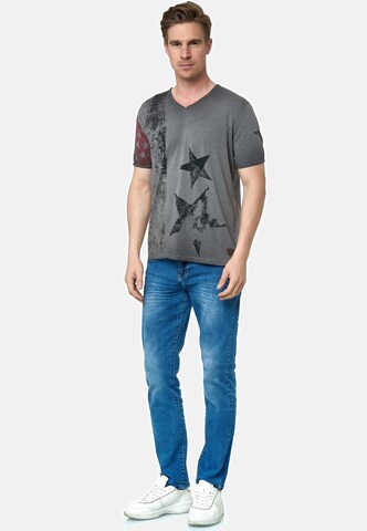 Rusty Neal Cooles T-Shirt mit V-Ausschnitt in Grau