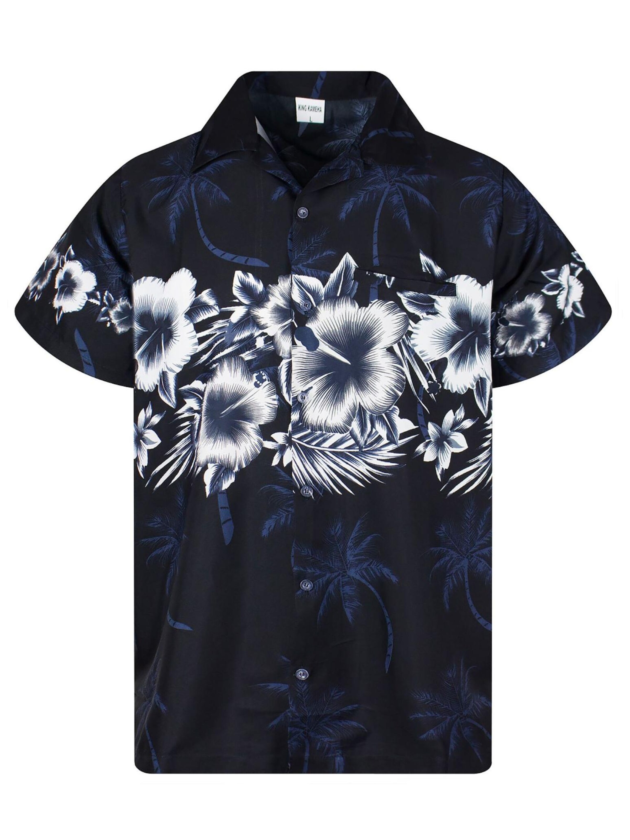 King Kameha Bluse 'Flower Chest'‌‌‌ in Schwarz: Vorderseite