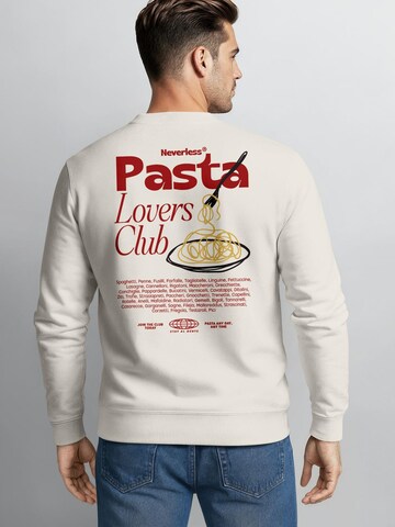 Neverless Sweatshirt 'Pasta Lovers Club' in Beige