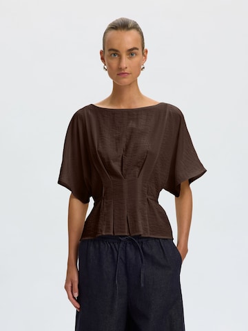 SELECTED - Blusa 'SLFMatilda' en marrón: frente