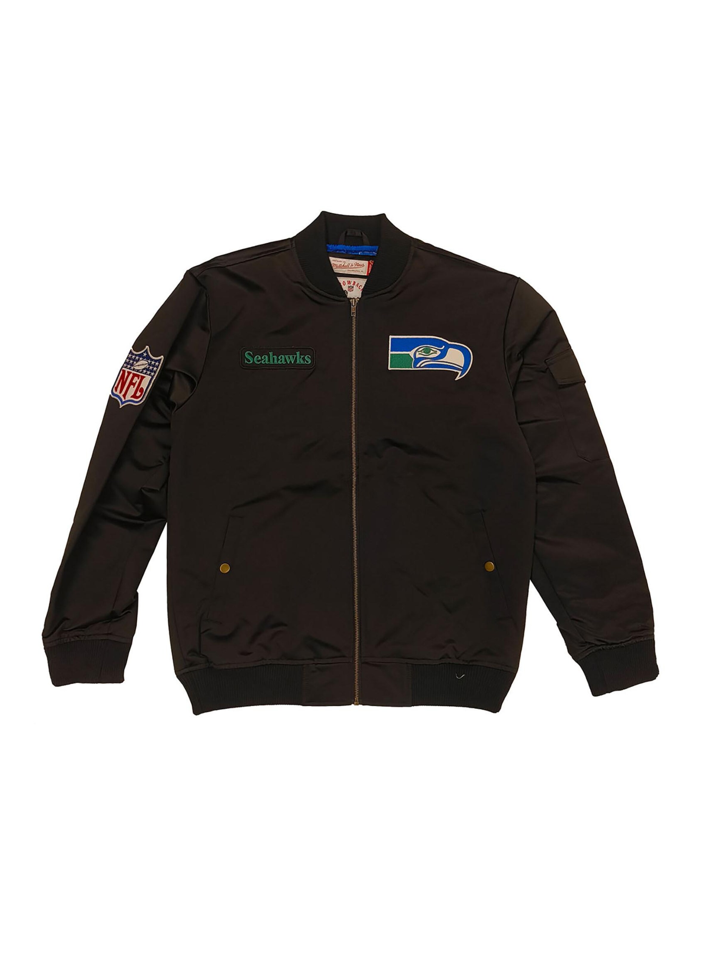 Mitchell & Ness Übergangsjacke 'Seattle Seahawks' in Schwarz: Vorderseite