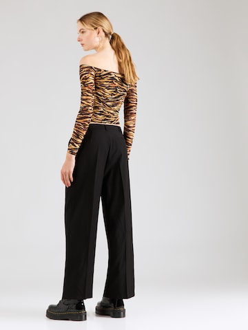 BRAVE SOUL Wide leg Pleated Pants in Black