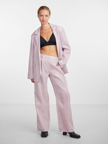 PIECES Wide leg Pants 'GLITTY' in Purple