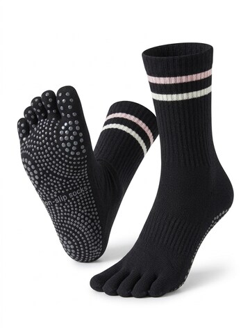 Millo Athletic Socks 'Freedome Yoga' in Black: front