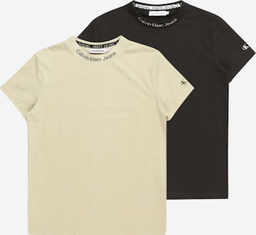 Calvin Klein Jeans T-Shirt 'INTARSIA' in Beige: predná strana