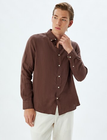 Koton Regular fit Button Up Shirt in Brown: front