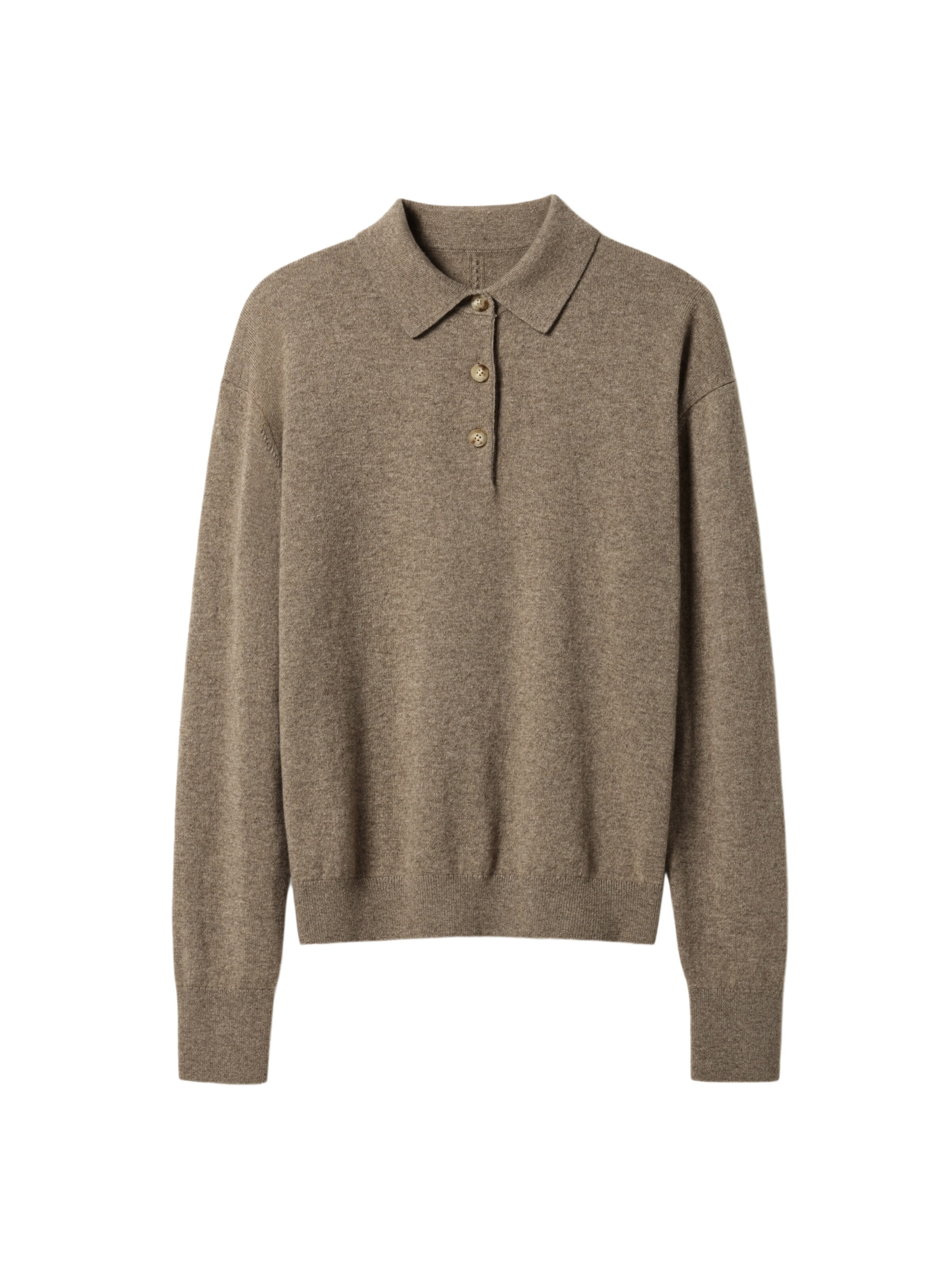 Lilysilk - Jersey 'Baby-Kaschmir Poloshirt' en marrón: frente