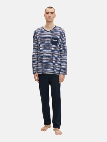 TOM TAILOR Long Pajamas in Blue: front