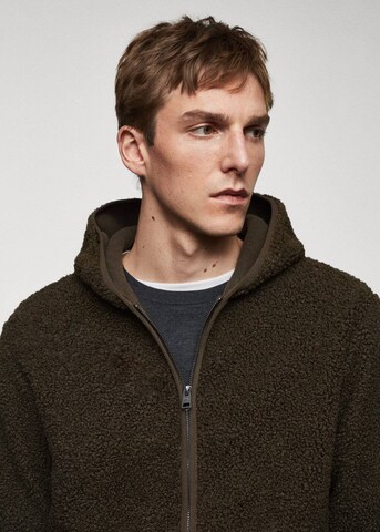 MANGO MAN Fleece jas in Groen