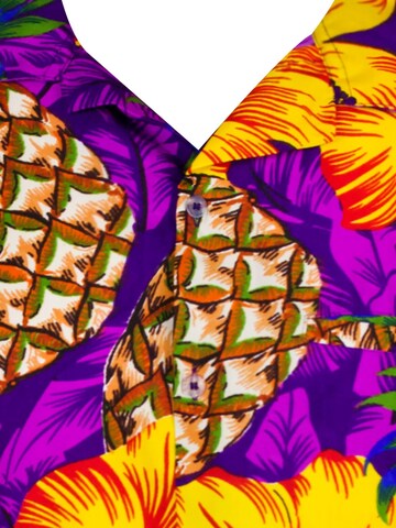 King Kameha Shirt 'Pineapple Hibiscus' in Purple