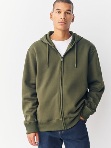 Next - Sudadera con cremallera en verde: frente