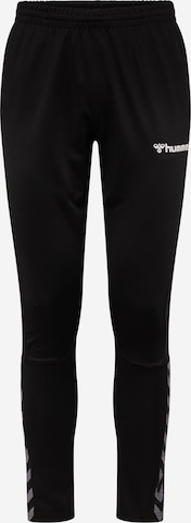 Effilé Pantalon de sport Hummel en noir : devant