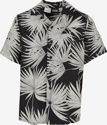 Urban Classics - Comfort Fit Camisa 'Frond Resort' em preto: frente