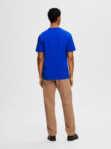T-Shirt 'GARLAND' SELECTED HOMME en bleu