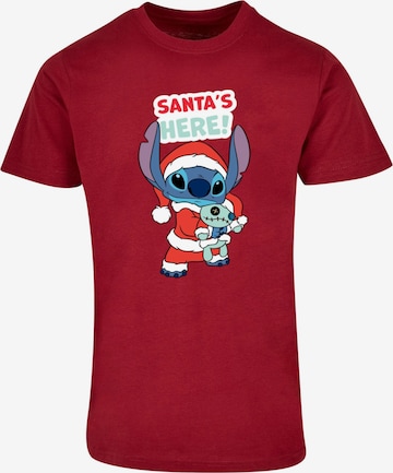 ABSOLUTE CULT Shirt 'Lilo And Stitch - Santa Is Here' in Rood: voorkant