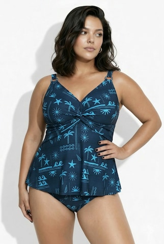 Ulla Popken Bustier Tankini in Blau: Vorderseite