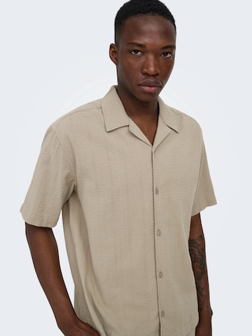Only & Sons Comfort Fit Skjorta 'ONSCRUZ' i brun