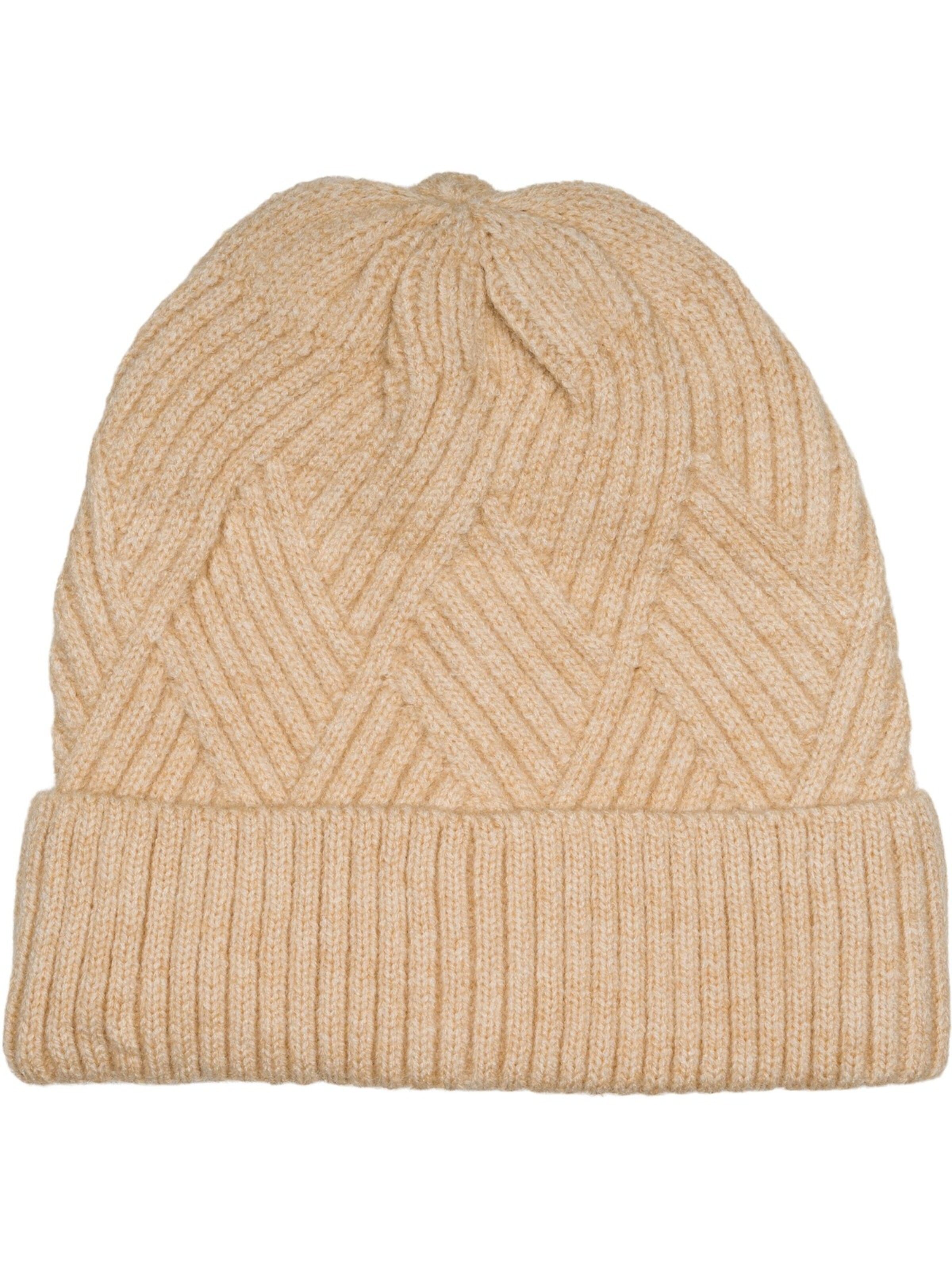 styleBREAKER Mütze 'Strickmütze mit Rauten Rippmuster'‌‌‌ in Beige: Vorderseite