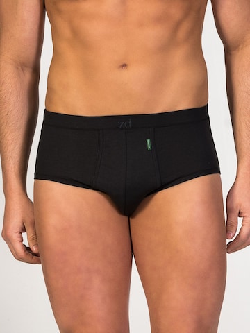 zd ZERO DEFECTS Slip 'Saturno Soya fly Front Brief' in Black: front