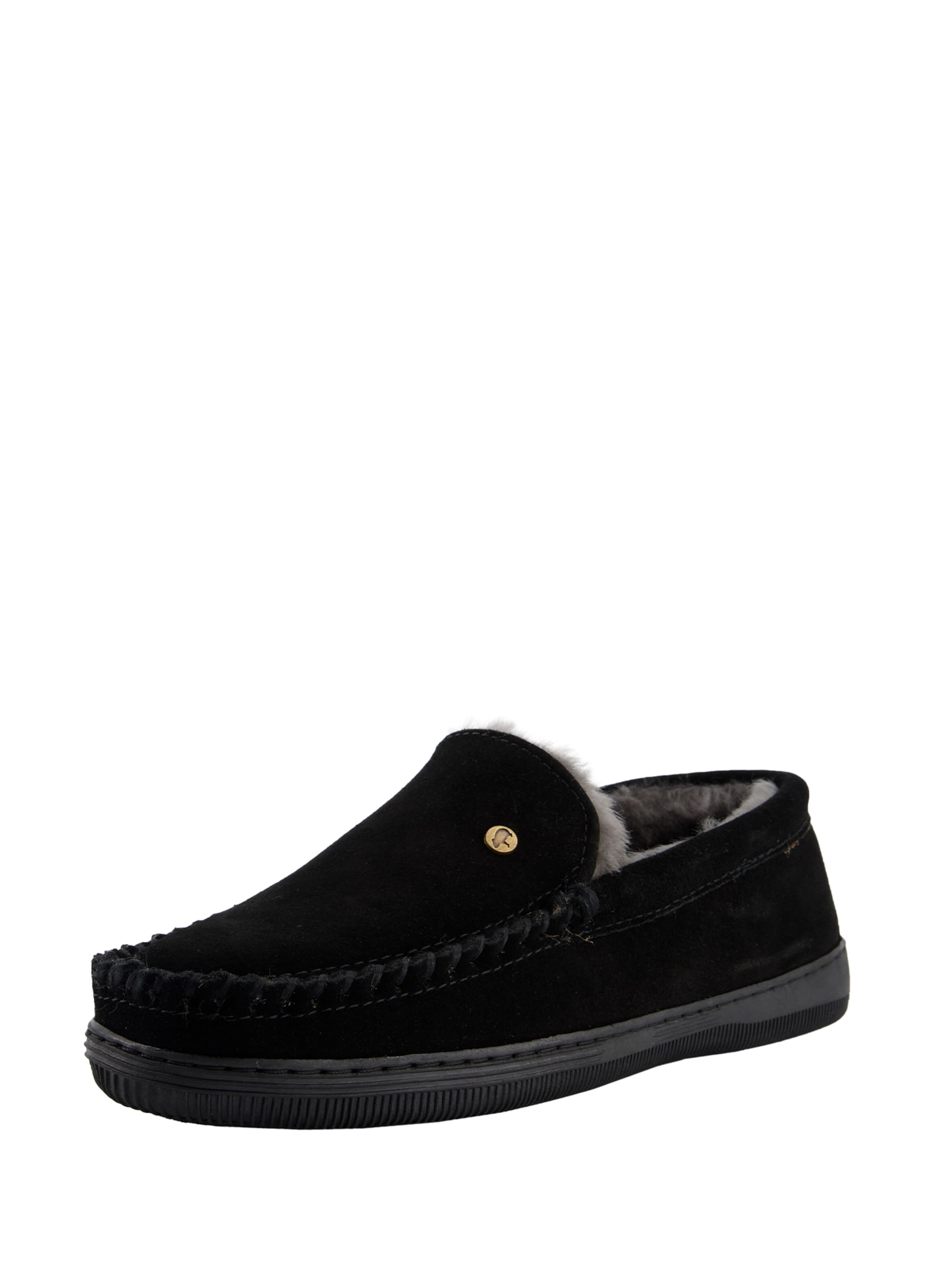 Papuci de casă 'Grizzly' de la Warmbat pe negru: față